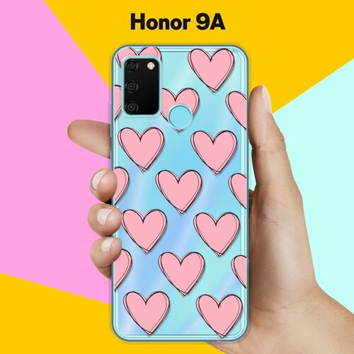 Силиконовый чехол Узор из сердец на Honor 9A силиконовый чехол узор из сердец на honor 8x