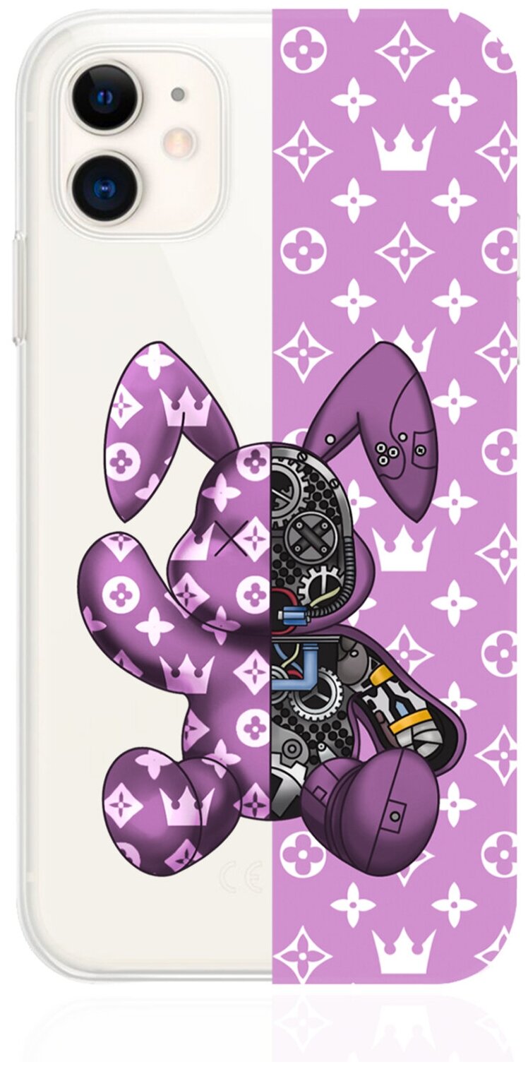 Прозрачный силиконовый чехол MustHaveCase для iPhone 11 Bunny Розовый для Айфон 11 Противоударный