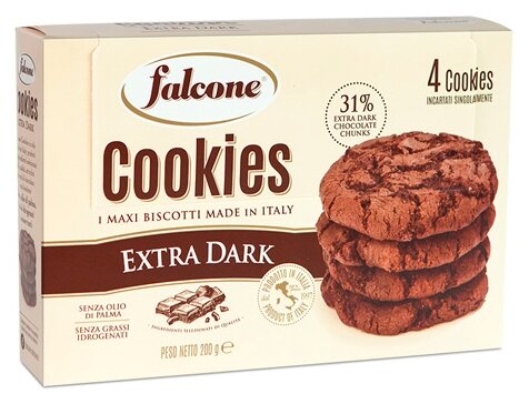 Печенье сахарное Cookies с темным шоколадом "falcone" 200г.