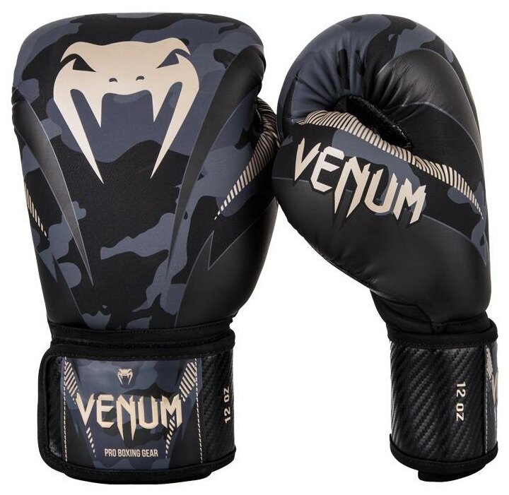 Боксерские перчатки Venum Impact камуф/беж. - Venum - Черный - 10 oz