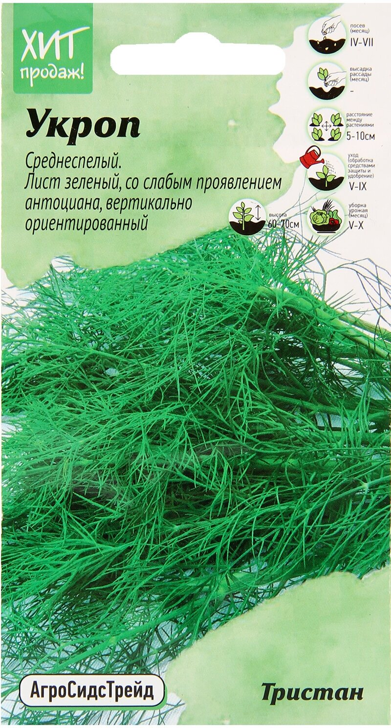 Укроп Тристан 1г АСТ семена укропа для выращивания на подоконнике зелень для посадки и посева для балкона дома сада огорода для открытого грунта