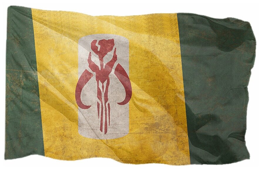 Флаг Star Wars Mandalorian на сетке, 90х135 см - для улицы, для флагштока