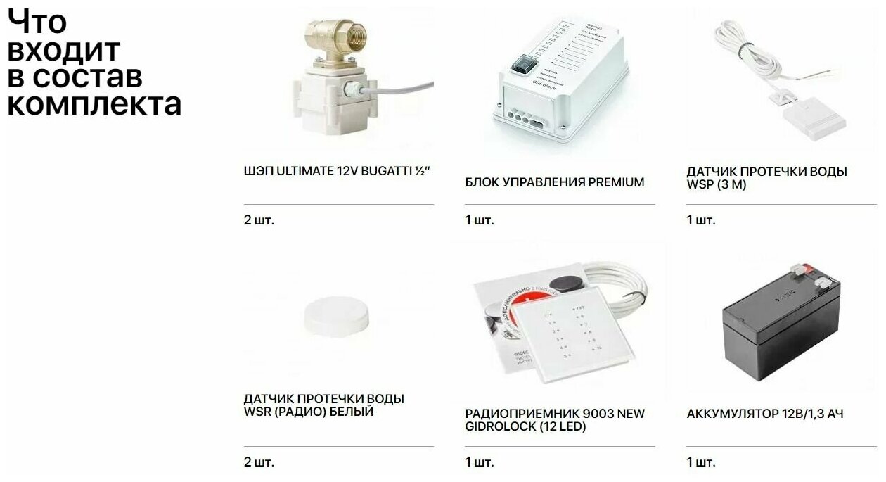 Комплект GIDROLOCK Premium RADIO BUGATTI 1/2" (Dy15)