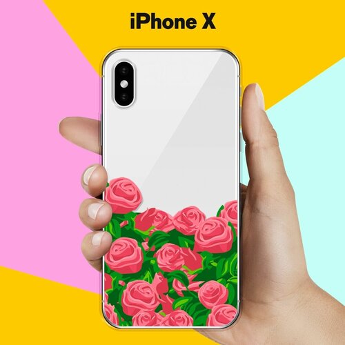 Силиконовый чехол Розы на Apple iPhone X силиконовый чехол розы на сером на apple iphone x 10 айфон икс десять