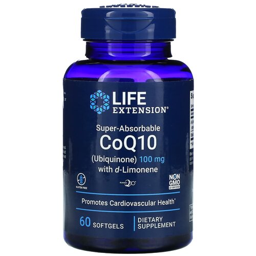 Капсулы Life Extension Super-Absorbable CoQ10 100 мг with d-Limonene, 160 г, 100 мг, 60 шт.