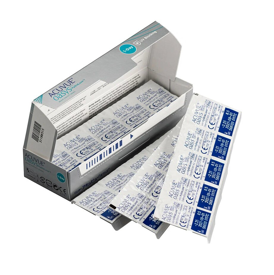 Контактные линзы 1 day acuvue oasys with hydraluxe 30 шт 8,5, -4,00 johnson & johnson Johnson & Johnson Vision Care Inc/ - фото №8