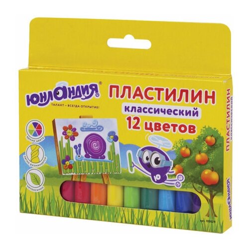 Пластилин 12 цветов Юнландия Юнландик-Живописец, 240г (105029), 12 уп. пластилин классический юнландия юнландик живописец 12 цветов 240 г высшее качество 105029