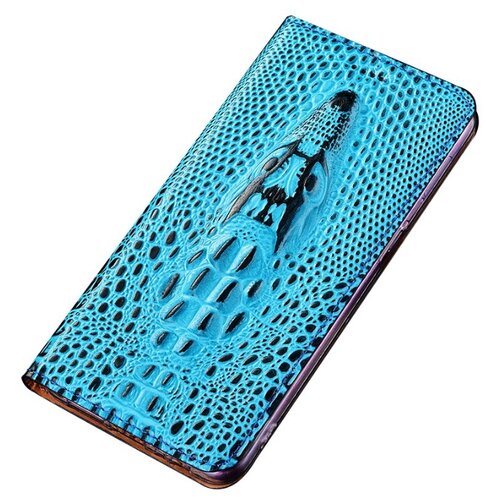 фото Чехол-книжка mypads premium для oppo find x из натуральной кожи с объёмным 3d рельефом головы кожи крокодила роскошный эксклюзивный синий