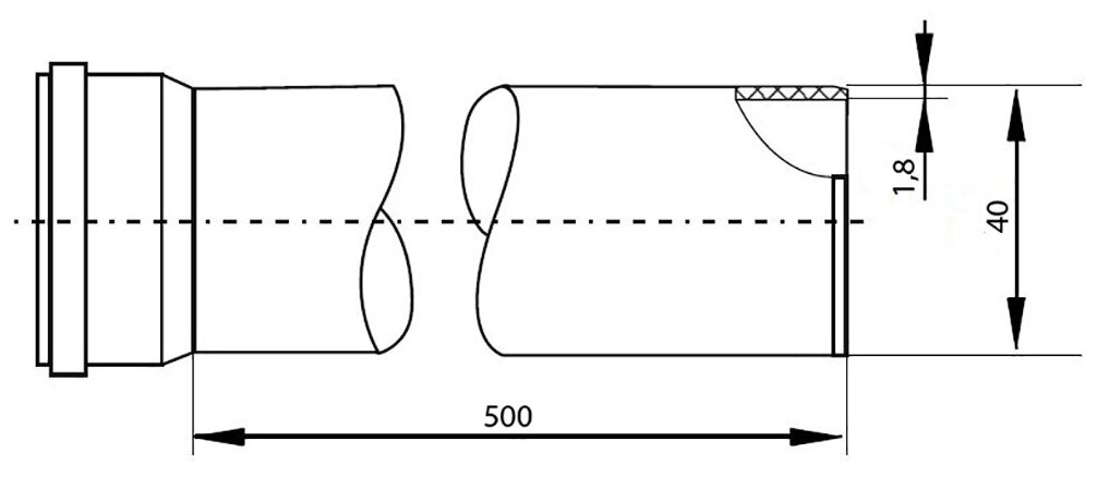 Канализационная труба внутренняя, диаметр 40 мм, 500х1.8 мм, полипропилен, РосТурПласт, серая