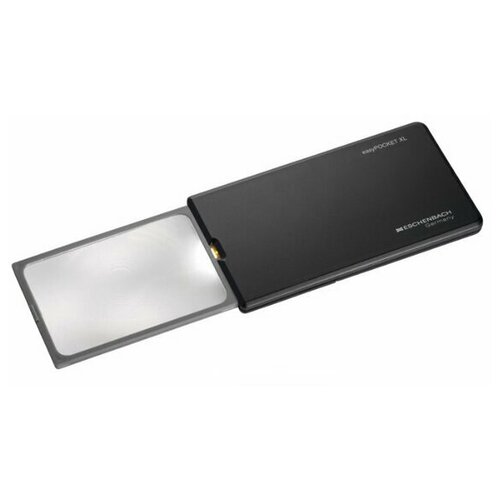 Лупа выдвижная асферическая Eschenbach EasyPocket XL 2,5x, 78x50 мм, с подсветкой, черная