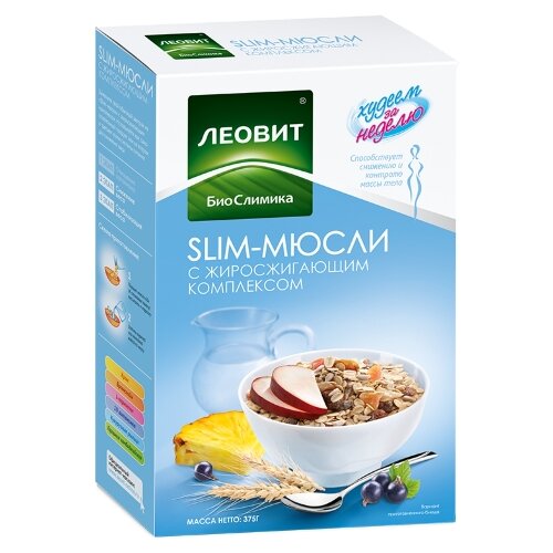 ЛЕОВИТ Худеем за неделю Slim-мюсли с жиросжигающим комплексом, 375 г, 375 г