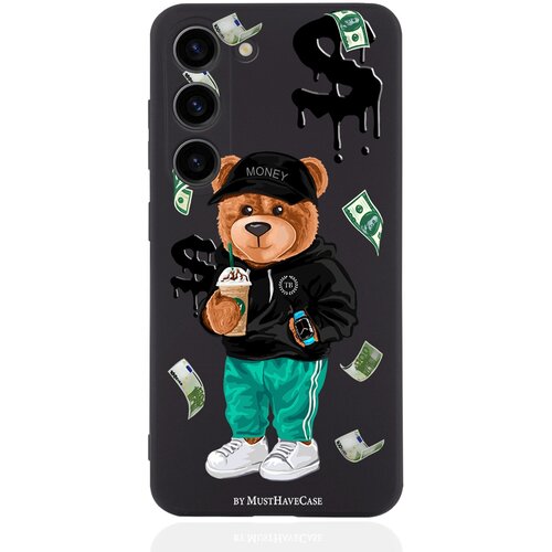 Черный силиконовый чехол MustHaveCase для Samsung Galaxy S23 Tony Bear/ Мишка Тони