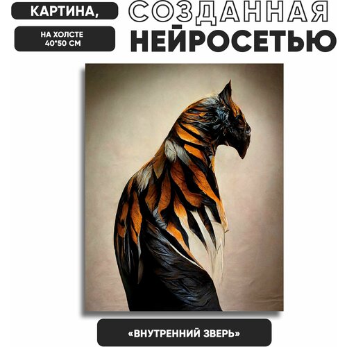Нейро-арт/ Картина, созданная нейросетью / На холсте 40х50см, Внутренний зверь