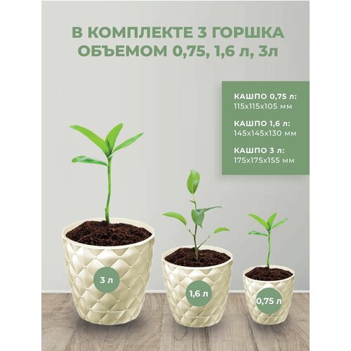 Кашпо для цветов 3 шт. 3 л. 1,6 л. 0,75 л. Набор, горшок для цветов, для дома, для сада, Кашпо для сада и дома