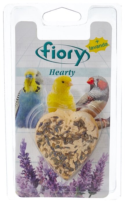Лакомство для птиц Fiory Hearty в форме сердца с лавандой