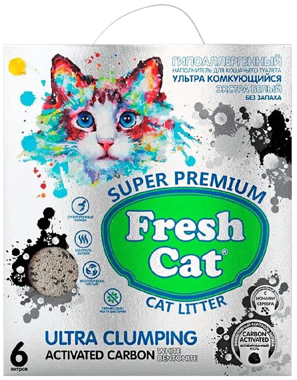 Наполнитель для кошачьего туалета FRESH CAT комкующийся с активированным углем 6л - фотография № 15