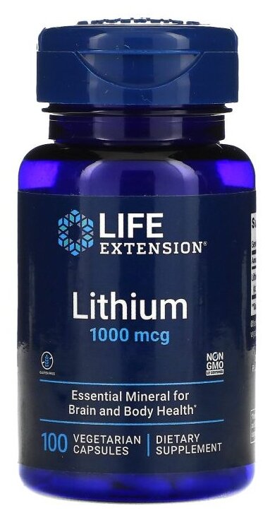 Капсулы Life Extension Lithium, 50 г, 1000 мкг, 100 шт.