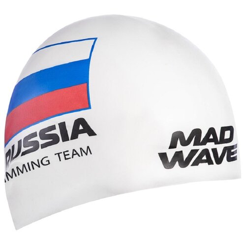 фото Шапочка для плавания mad wave swimming team, белый