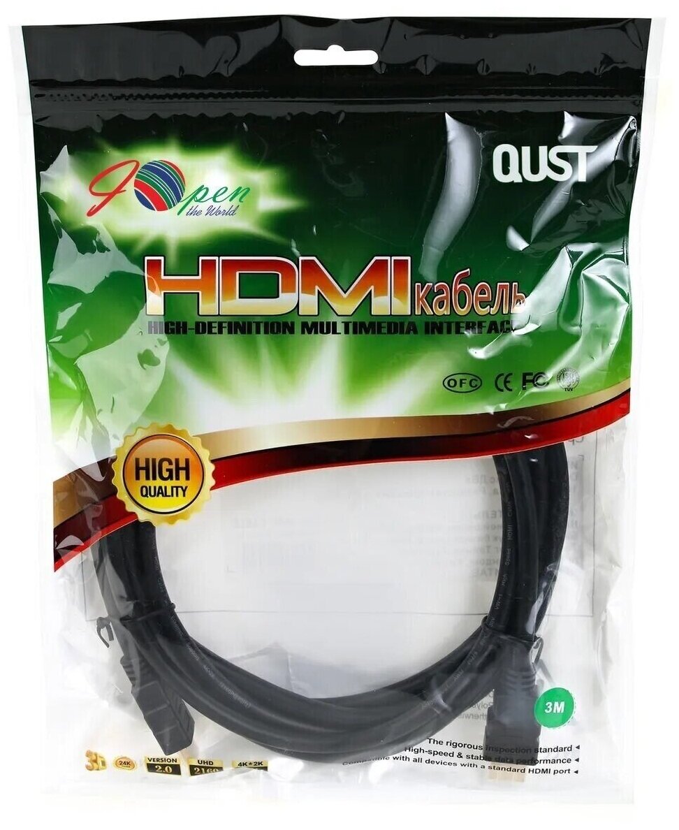 Кабель HDMI 3м AOpen ACG711-3M круглый черный - фото №6