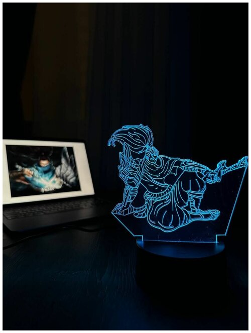 3D Светильник-ночник Лига Легенд (League of legends) Ясуо, ночник для мальчиков и девочек