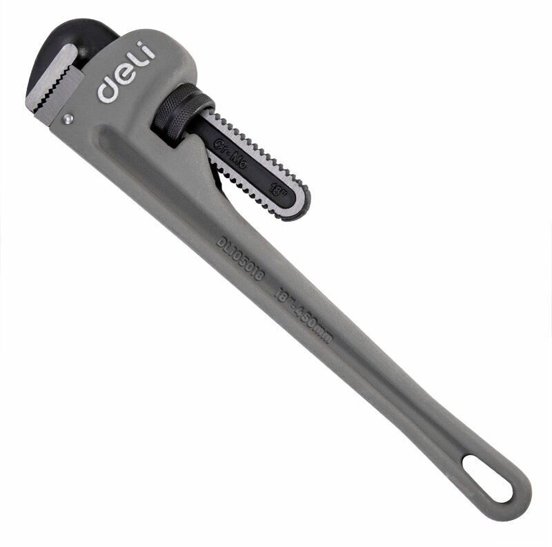 Трубный ключ Стиллсона облегченный Deli DL105018 405мм (ширина захвата 60мм алюминиевый сплав + CrMo) 114787