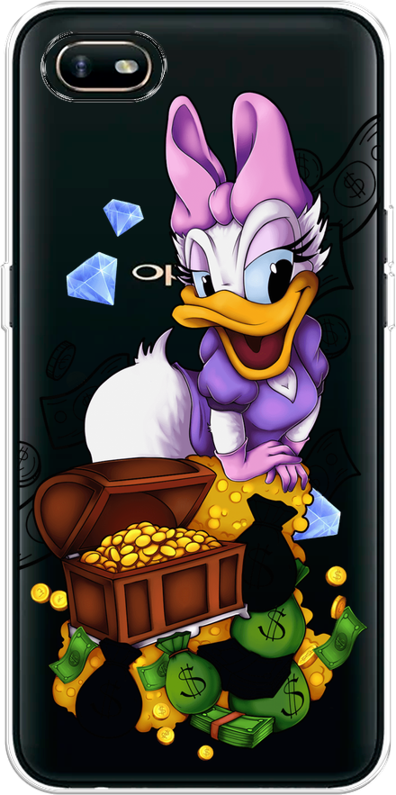 Силиконовый чехол на Oppo A1k / Оппо А1к "Rich Daisy Duck", прозрачный