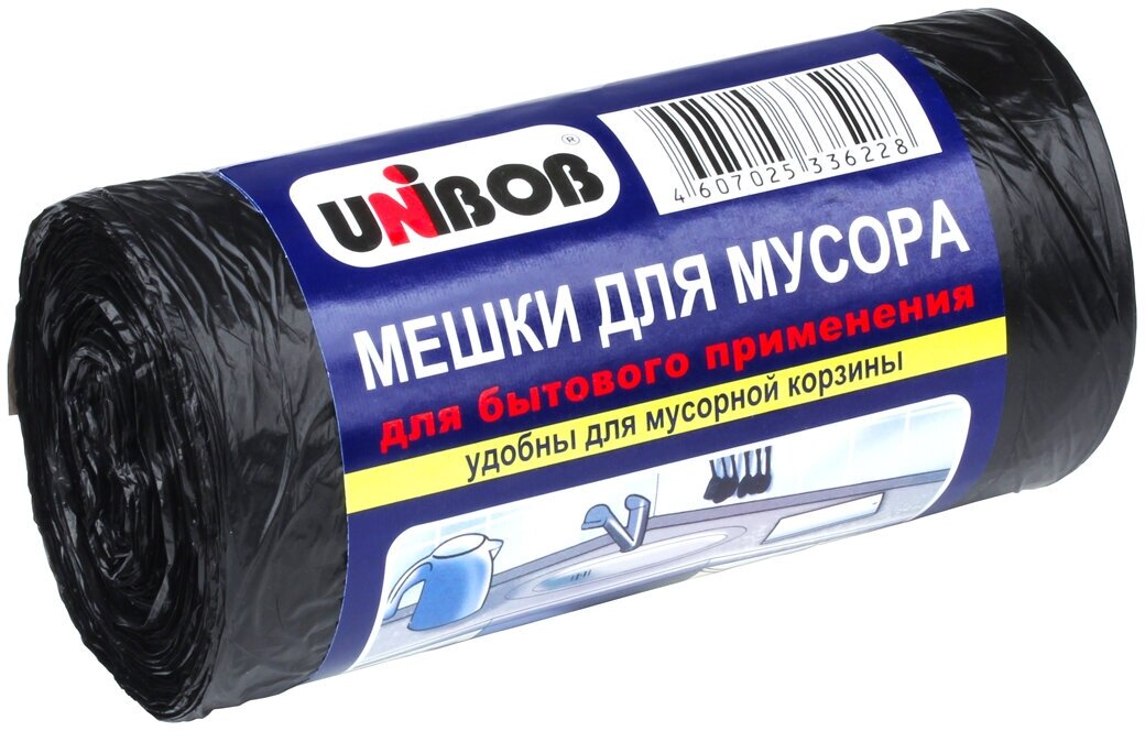 Мешки для мусора Unibob 30 л, рулон 50 шт, черные