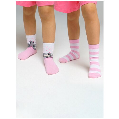 Носки playToday для девочек, 2 пары, размер 31/33 RU, розовый