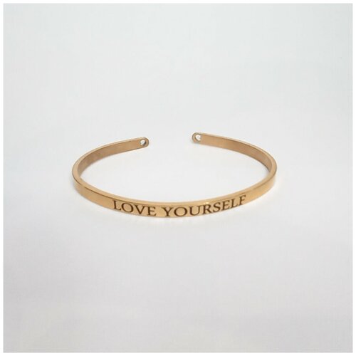 фото Браслет с сердцем стальной красно-золотой с гравировкой "love yourself"/ браслет регулируемый на руку нет бренда