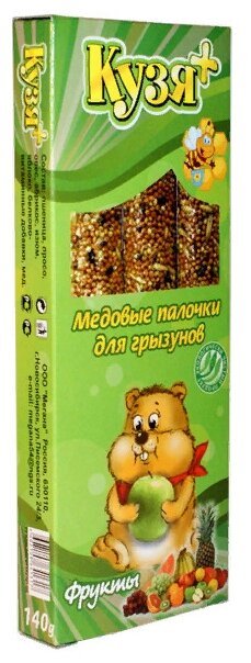 КУЗЯ+ лакомство для грызунов палочки медовые с фруктами уп. 4 шт (1 шт)
