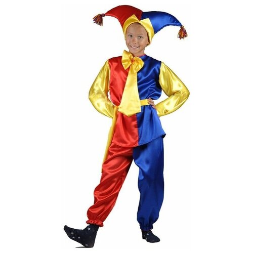 Карнавальный костюм детский Скоморох, 30 размер, 122-128 рост карнавальный костюм зайчик побегайчик детский размер m рост 122 128
