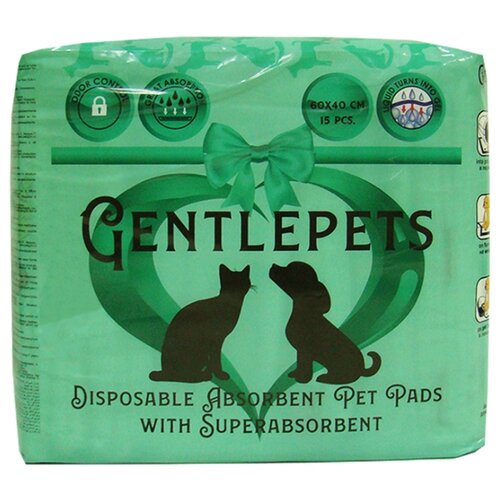 Подстилки для животных GENTLEPETS впитывающие, с суперабсорбентом, 60х40см 15шт