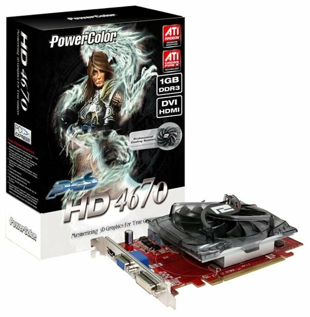 Видеокарта PowerColor Radeon HD 4670 750Mhz PCI-E 2.0 1024Mb 1600Mhz 128 bit DVI HDMI HDCP