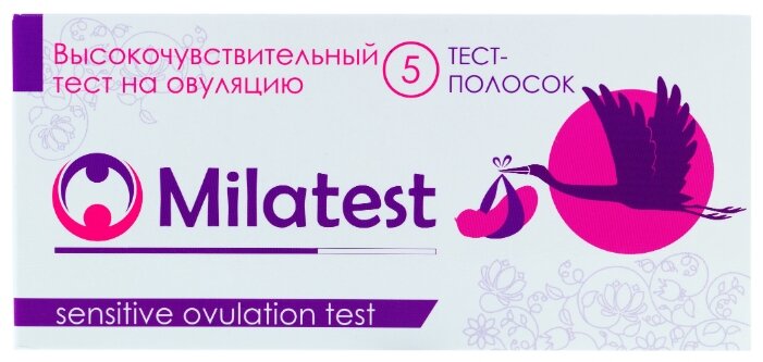 Тест для определения срока овуляции Milatest® погружного типа. 5 полосок