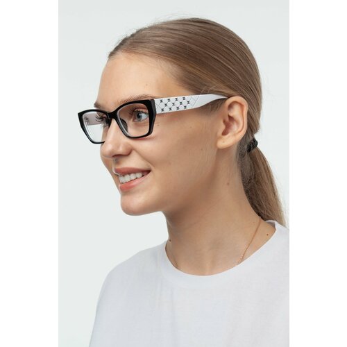 Готовые очки для зрения 7009 С929 с диоптриями +2.00 корригирующие женские, EAE, черно-белые, пластиковые