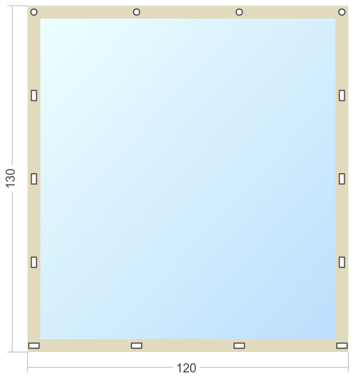 Мягкое окно Софтокна 120х130 см съемное, Скоба-ремешок, Прозрачная пленка 0,7мм, Бежевая окантовка, Комплект для установки - фотография № 3