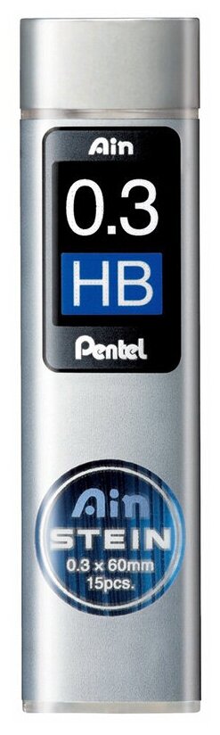 Грифели 15 шт. для карандашей автоматических "Pentel" Ain Stein 0.3 мм в тубе C273-HBO HB