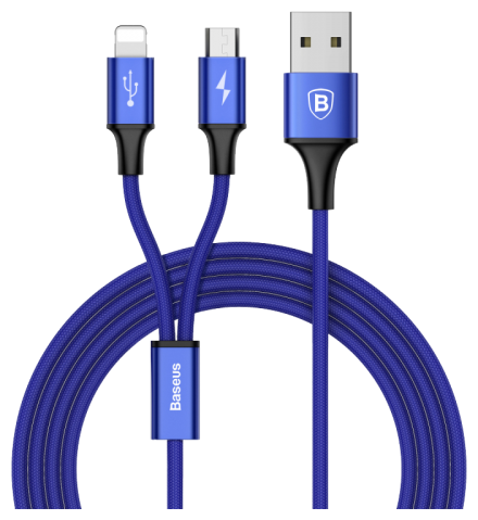 Кабель Multi USB-Lightning+Micro Baseus CAML-SU13 Blue 1.2m