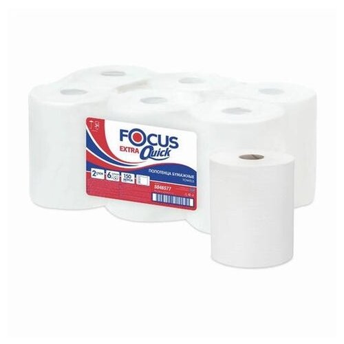 Полотенца бумажные д/дисп. FOCUS Extra Quick 2сл 150м 6рул/уп цел 5046577 1418110