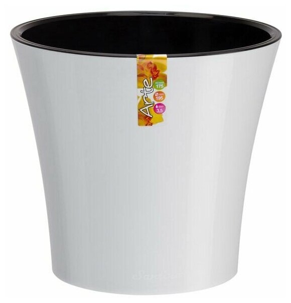 фото Горшок арте 2л белый-черный, d16.5см, h15см