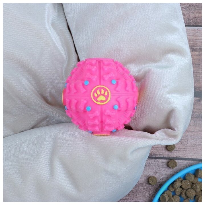 Пижон Квакающий мяч для собак, жёсткий, 7,5 см, розовый