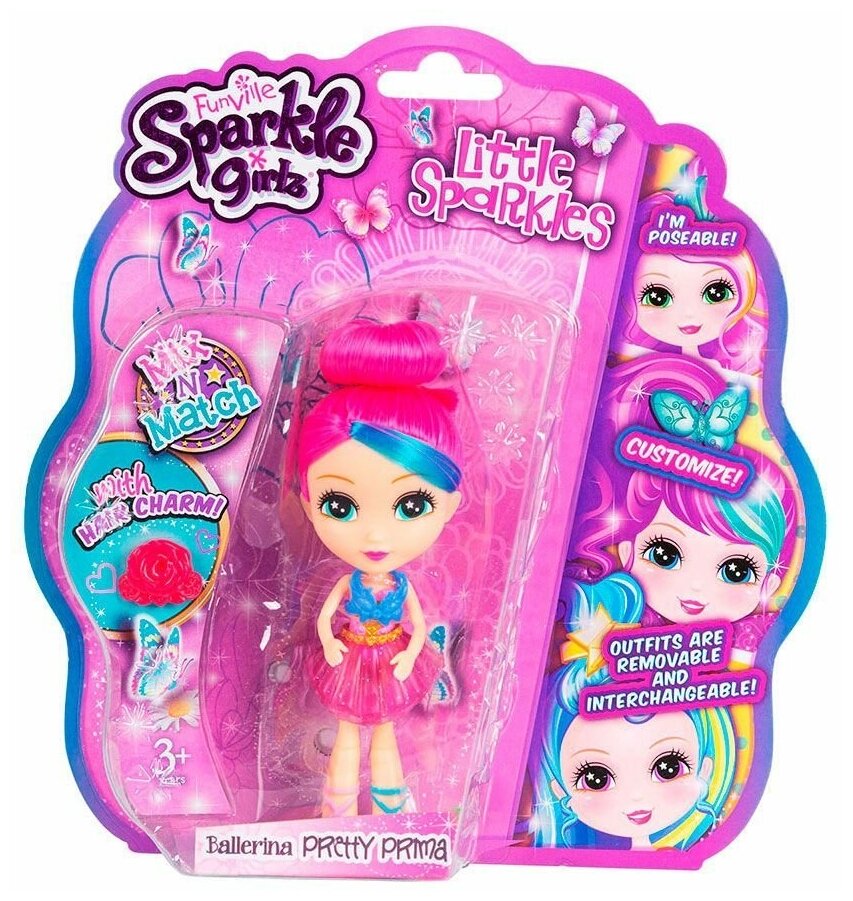 Sparkle Girlz Кукла Балерина 11,5 см с аксессуаром, розовый SG24648