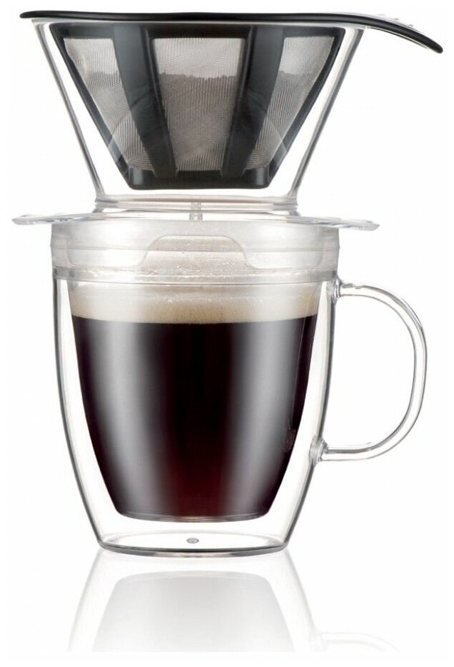 Набор для кофе Bodum: кружка с двойными стенками и фильтр Pour Over 2 в 1, 0.35 л