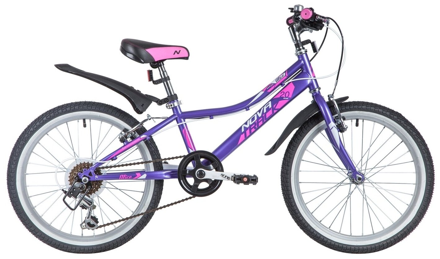 Велосипед NOVATRACK 20" ALICE 6. V фиолетовый, стальная рама, 6 скор, Shimano TY21/Microshift TS38, V-