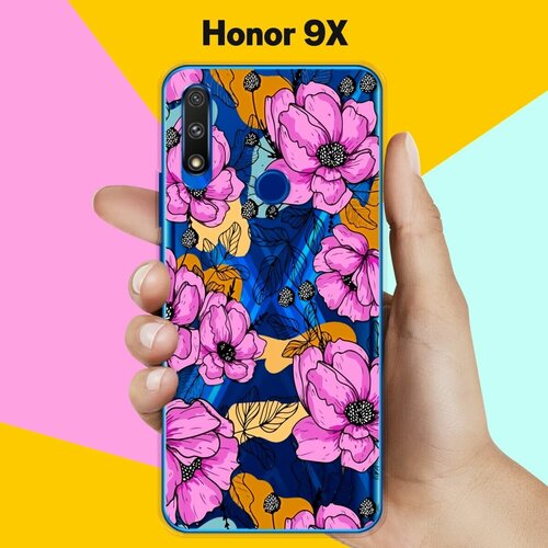 Силиконовый чехол на Honor 9X Фиолетовые цветы / для Хонор 9 Икс силиконовый чехол фиолетовые цветы на honor 9x