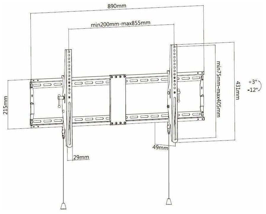 Кронштейн для телевизора Ultramounts UM840T черный 43"-90" макс.70кг настенный наклон