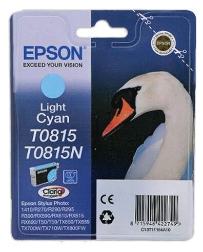 Картридж струйный Epson C13T11154A10 светло-голубой для Epson R270/290/RX590 C13T11154A10