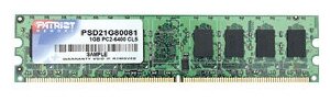 Модуль оперативной памяти Patriot Memory PSD21G80081 DDR2, 1 Гб, DIMM 240-pin, 800 МГц, 6400 Мб/с, 1 * 1 Гб CL5