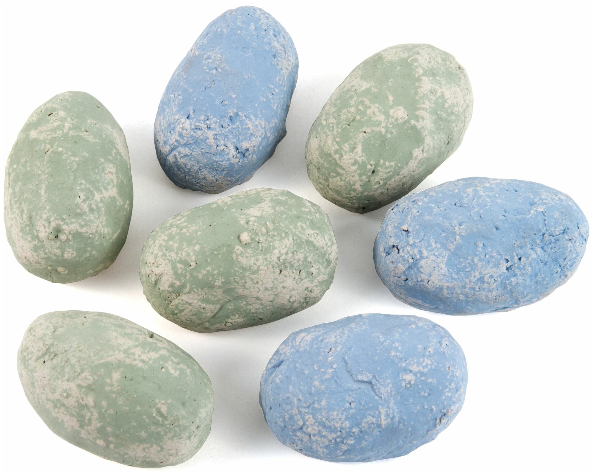 Набор из 7 смешанных зеленых и синих камней для биокаминов - фотография № 1