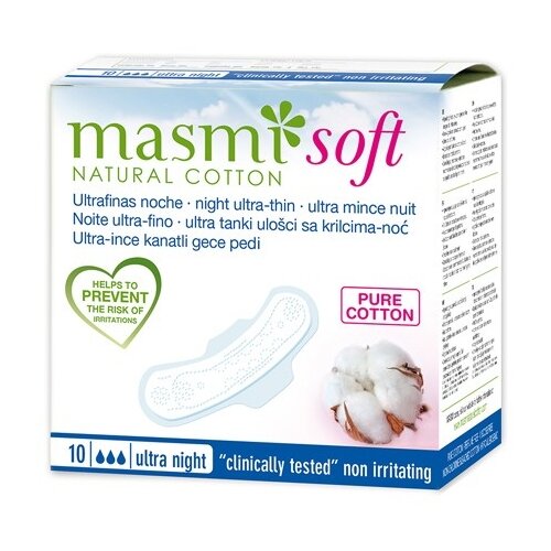 Masmi прокладки Ultra Night Soft, 3 капли, 10 шт., белый